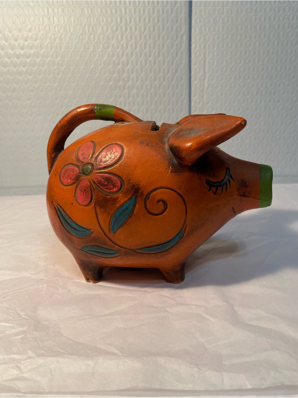 Vintage Chalk Ware Hand Painted Piggy Bank - Picture 7 of 7